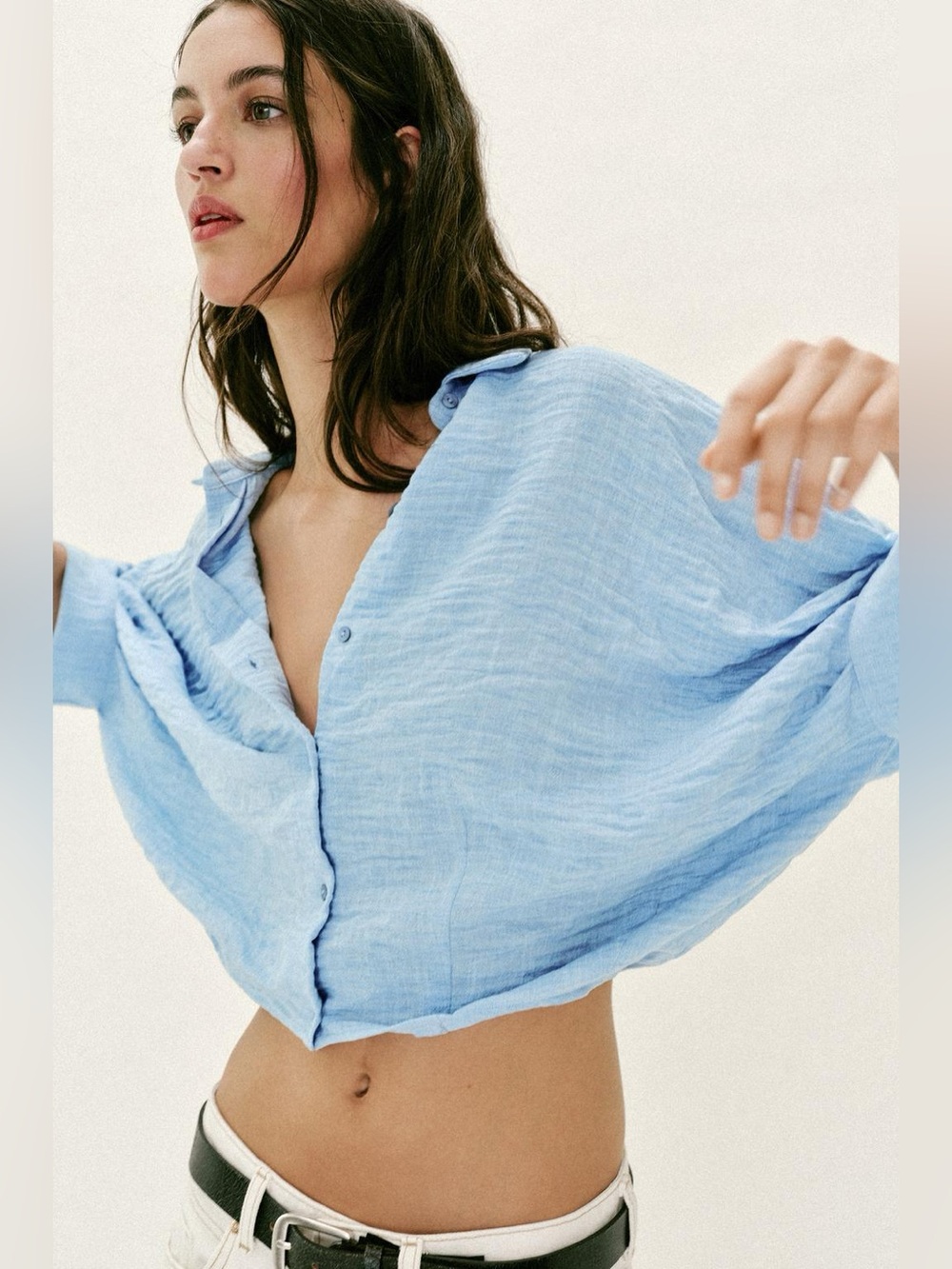 NWT Zara Short Sleeve Balloon Shirt - Picture 5 of 8